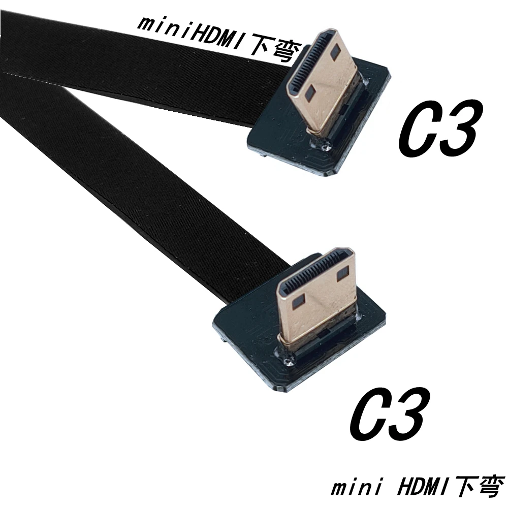 Mini HDTV-kompatibel FPV Typ-C Unten winkel zu Mini-HD C typ Up Down abgewinkelt männlich weibliche Flache FPC Kabel für Kamera