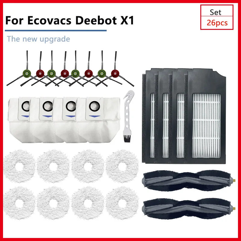 Для Ecovacs Deebot X1 Робот-Пылесос Для Подметания, Сменные Аксессуары для Дома, Hepa-Фильтр, Основная Боковая Щетка, Мешок для пыли, Тряпичные Детали