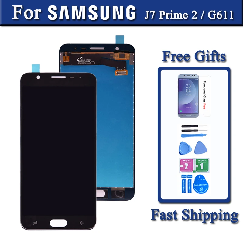 Оригинал Для Samsung Galaxy J7 Prime 2 2018 G611 ЖК-дисплей с Цифровым Преобразователем Сенсорного экрана В Сборе, Запасная Часть Для G611 G611FF/DS