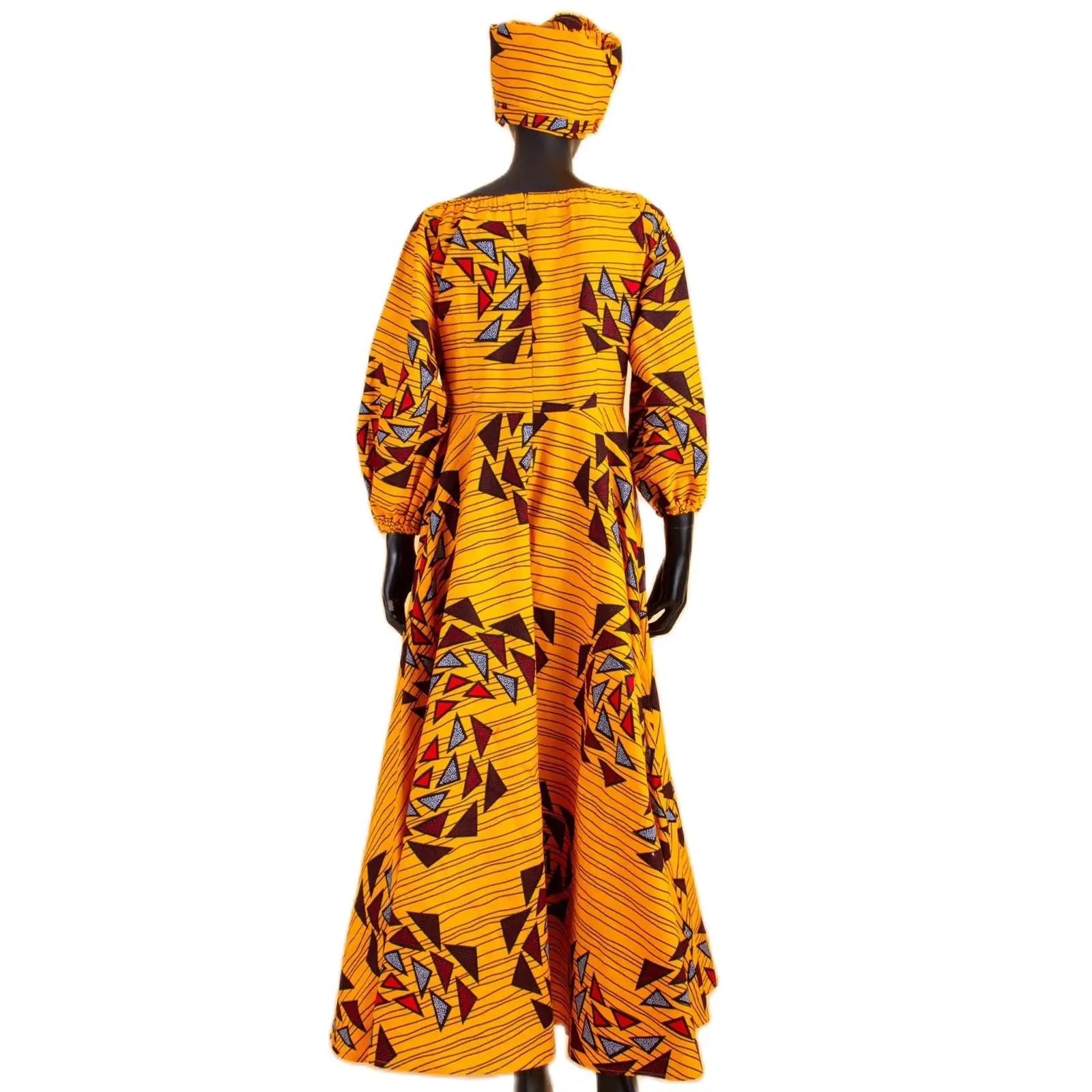 Женское платье Макси в африканском стиле с длинными рукавами, длиной до щиколоток, Праздничное Длинное платье Большого размера с платком на голову, Свадебное платье в стиле хиппи