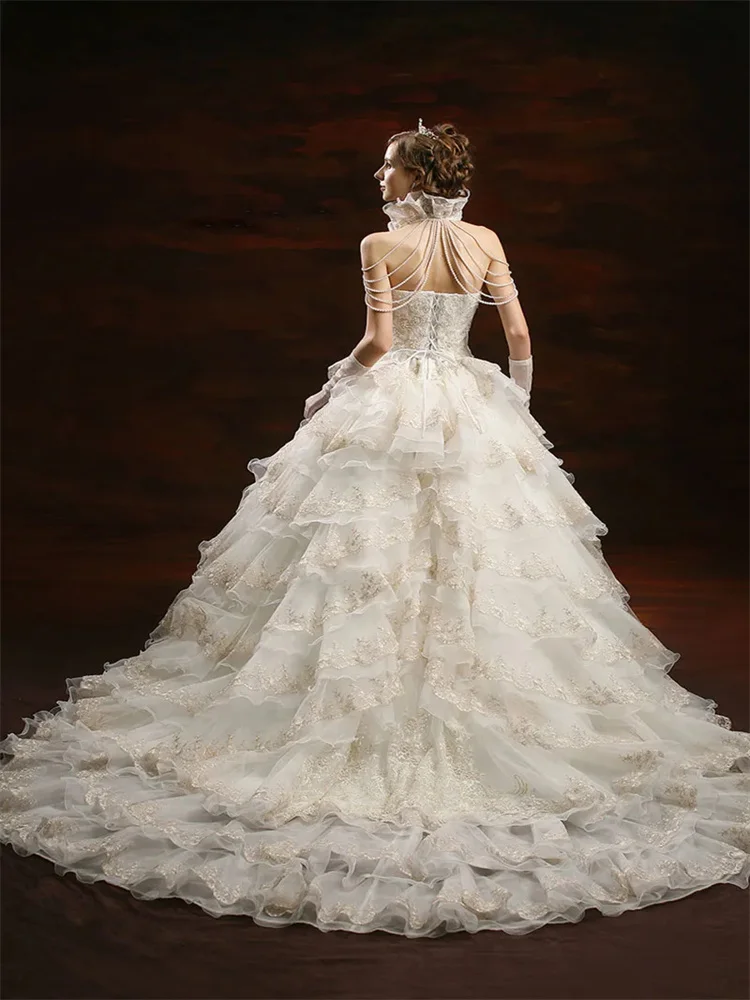 Элегантные свадебные платья трапециевидной формы с открытыми плечами, шлейф, Кружевная органза, длинный рукав, официальная сексуальная спинка с аппликациями 2023