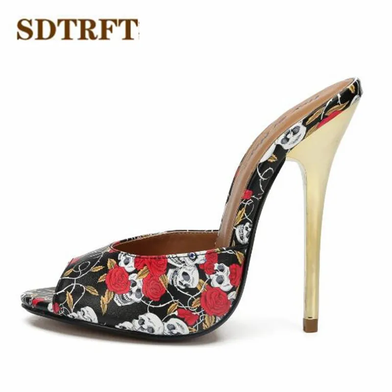 SDTRFT/ босоножки на шпильке размера плюс: 45, 46, 47, 48, 49, 50; Босоножки на очень высоком тонком каблуке 14 см; пикантные красные свадебные женские шлепанцы с открытым носком; свадебная обувь