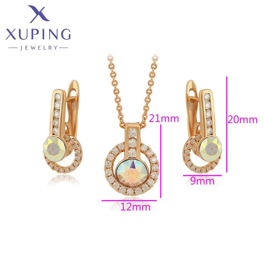 Xuping Ювелирные изделия Новые роскошные наборы сережек и ожерелья с кристаллами для женщин, подарок для вечеринок для девочек A00718606