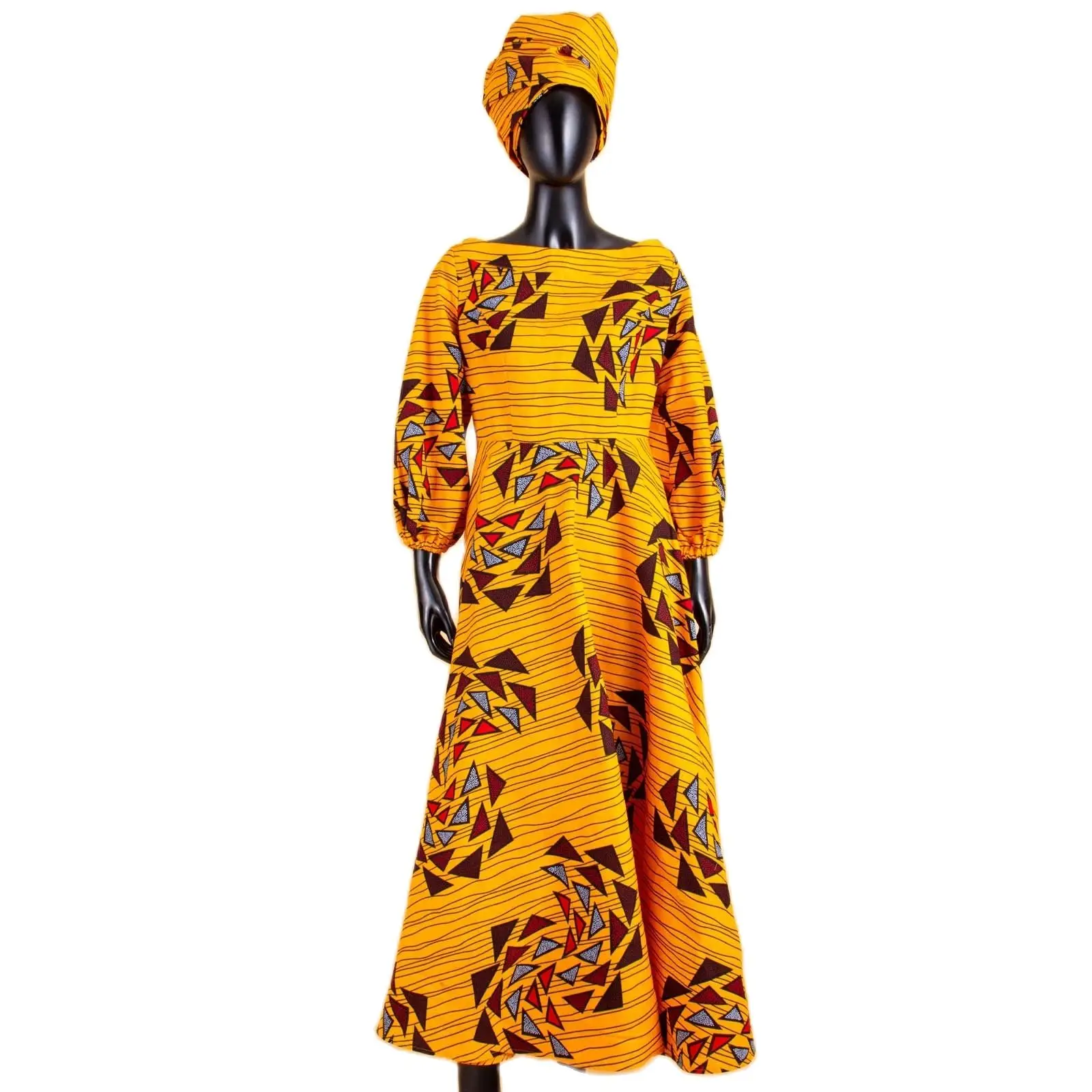 Женское платье Макси в африканском стиле с длинными рукавами, длиной до щиколоток, Праздничное Длинное платье Большого размера с платком на голову, Свадебное платье в стиле хиппи