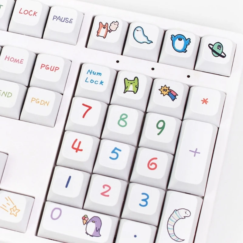 127 Клавишных колпачков XDA Profile PBT Dye-Sub Cute Cartoon Keycap Animal Party для MX-переключателей Механическая клавиатура DIY