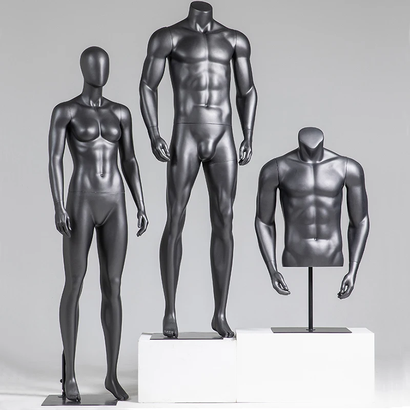 Черно-серая подставка для мускулистых мужчин и женщин, Спортивный Манекен во все тело для спортивной одежды, подставка для показа одежды, реквизит для манекена