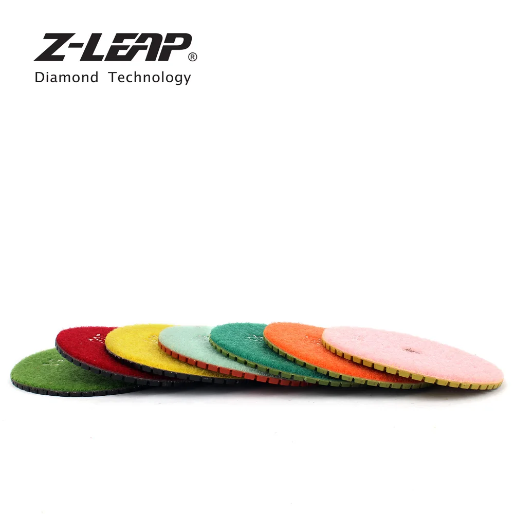 Z-LEAP 4 Дюйма, 7 шт., алмазная полировальная подушечка и 1 шт., губчатая подкладка для влажной полировки, абразивный инструмент, шлифовальный диск